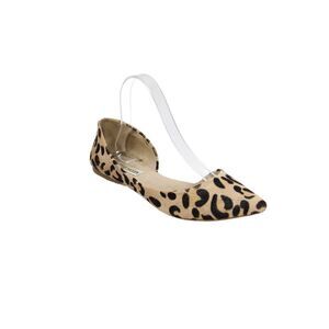 Steve Madden Womens Slip On Leopard Spotted Pony Hair Dorsay Flats Brown Size 8
